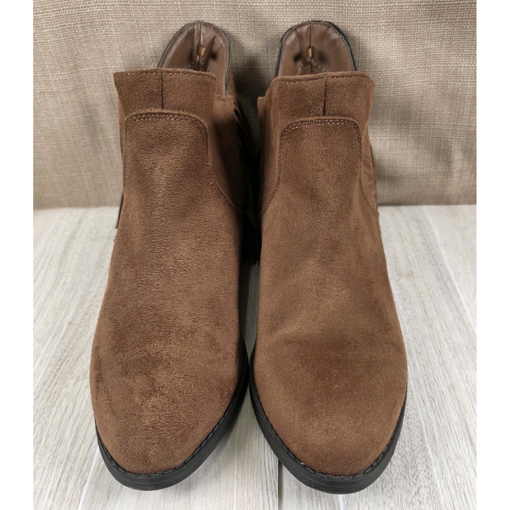 Faded Glory Women's Sz 8 Brown Faux Suede Fringe Western Booties Cowgirl Concert